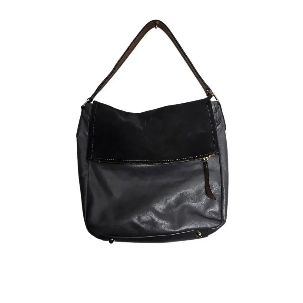 Diane B. Leather Suede Hobo Purse Bag